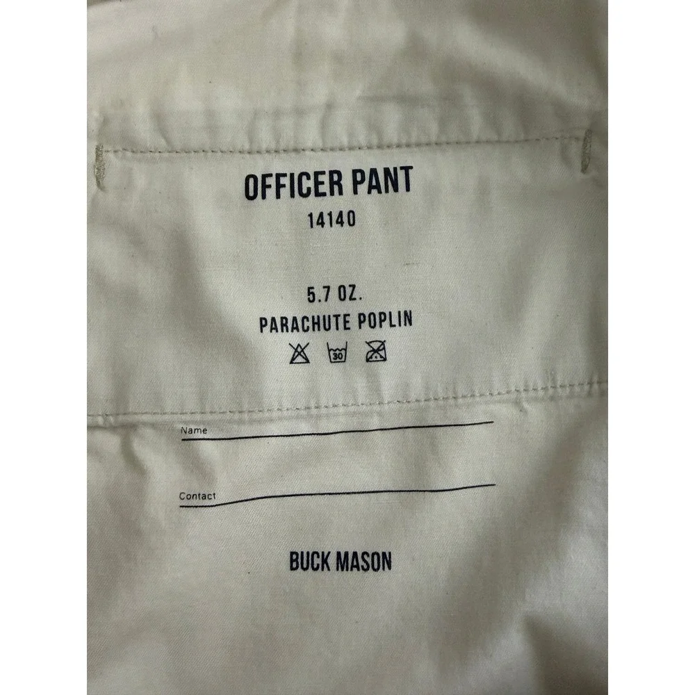 Buck Mason Officer Pant Mens 34 Khaki Parachute Poplin Chino Preppy Military